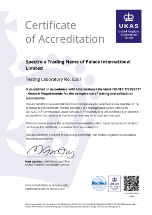 Spectro UK UKAS Certificate