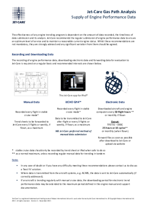 Supplying Engine Performance Data to Jet-Care