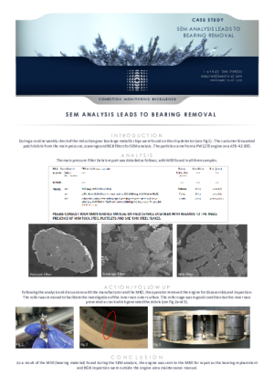 Case Study - SEM Analysis leads to Bearing Removal