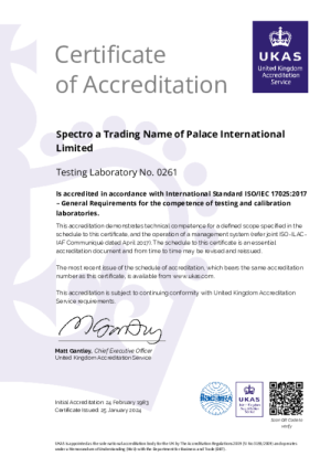 Spectro UK UKAS Certificate